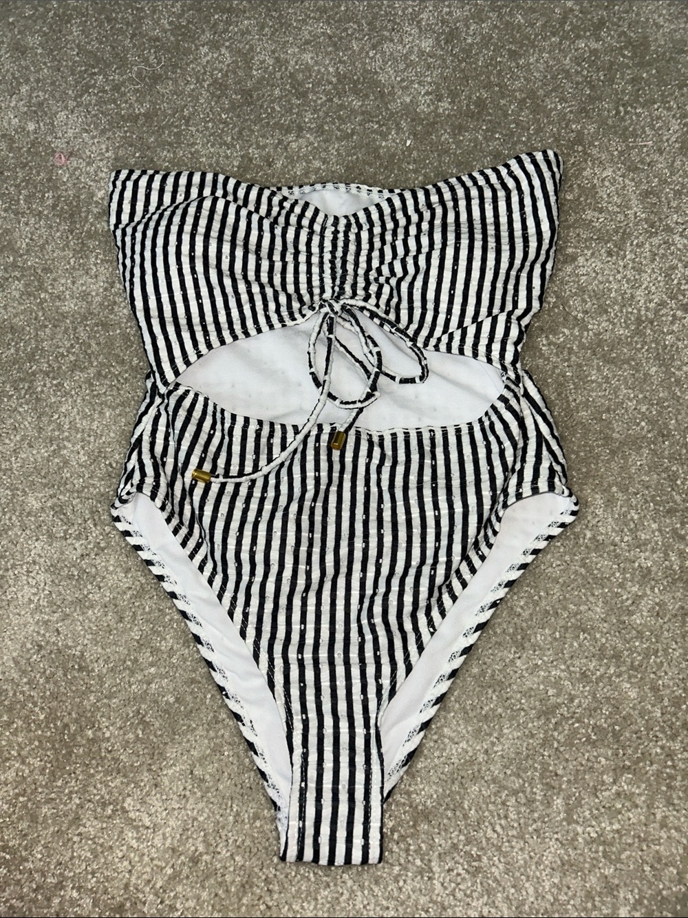Black and White Striped One-Piece Swimsuit